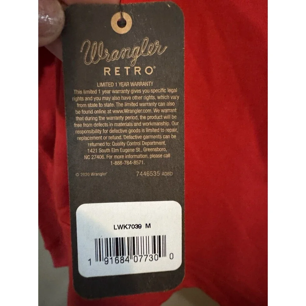 Wrangler Retro Spellout Logo Red Hoodie Sweater Womens Medium NWT - Picture 7 of 8
